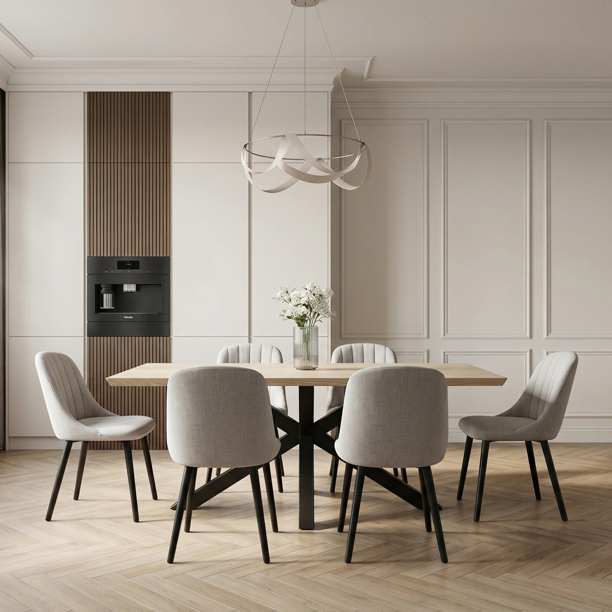 Emilia Dining Chairs Set of 2 – Boucle Upholstered Modern Dining Chairs
