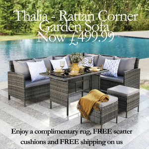 Thalia Corner Sofa Set - Glass Top with Extra Cushions