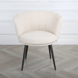 Flora - Boucle Armchair in Cream - Black / Golden Legs