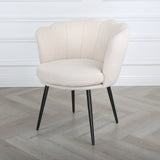 Flora - Boucle Armchair in Cream - Black / Golden Legs