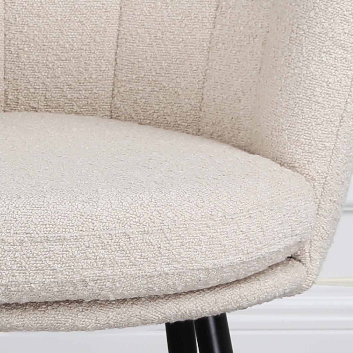 Flora - Boucle Armchair in Cream - Black / Golden Legs