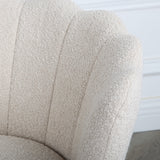 Flora - Boucle Armchair in Cream - Black / Golden Legs