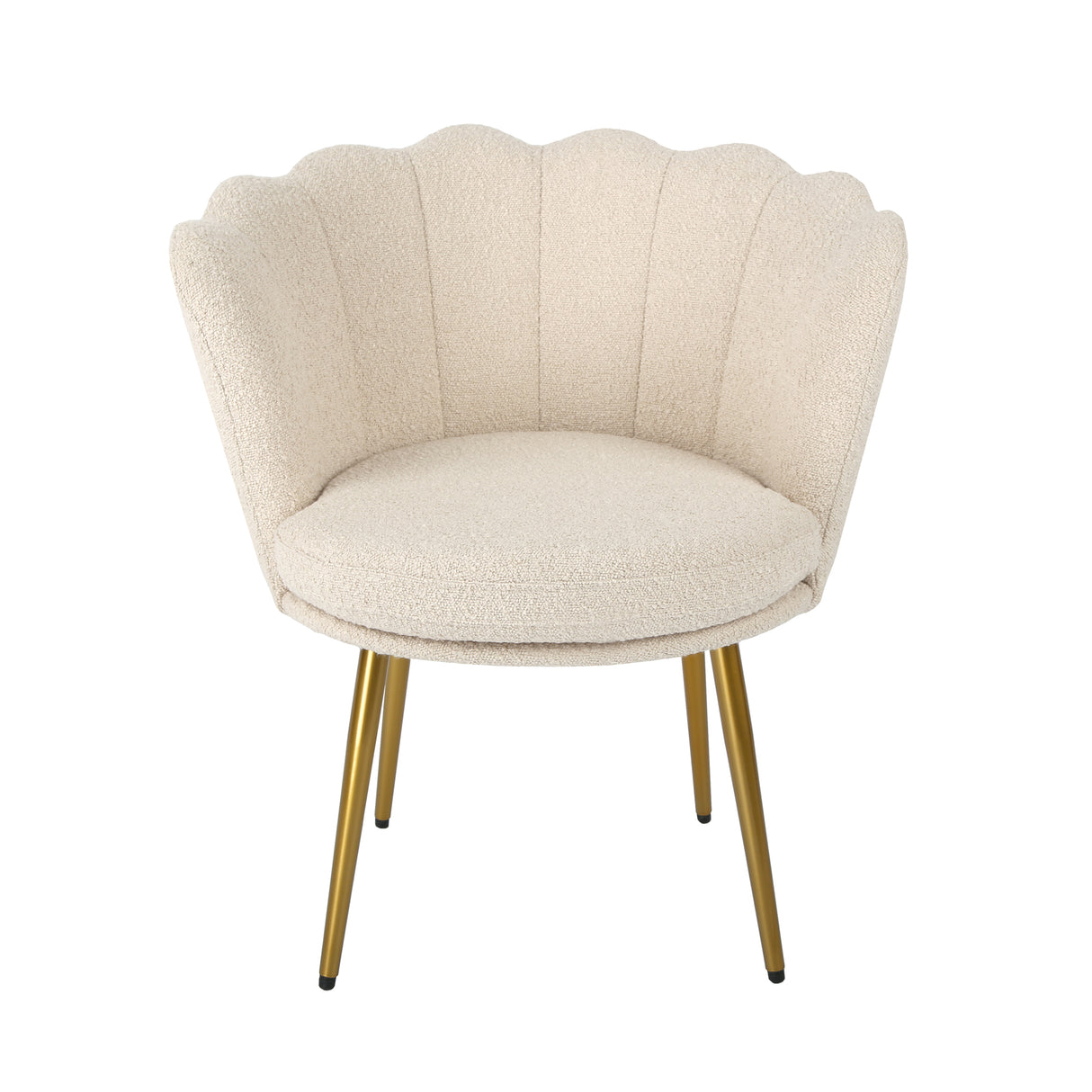 Flora - Boucle Armchair in Cream - Black / Golden Legs