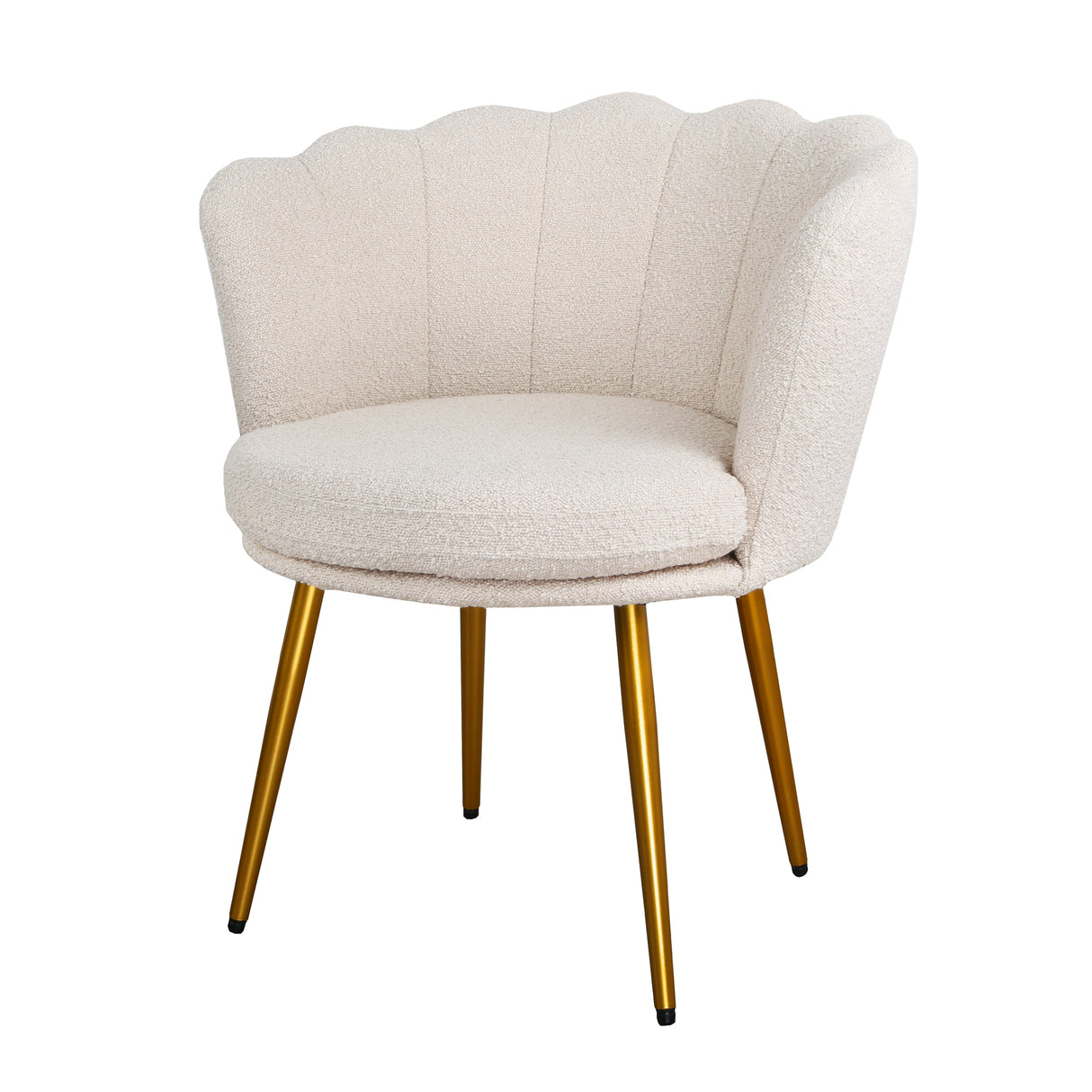 Flora - Boucle Armchair in Cream - Black / Golden Legs