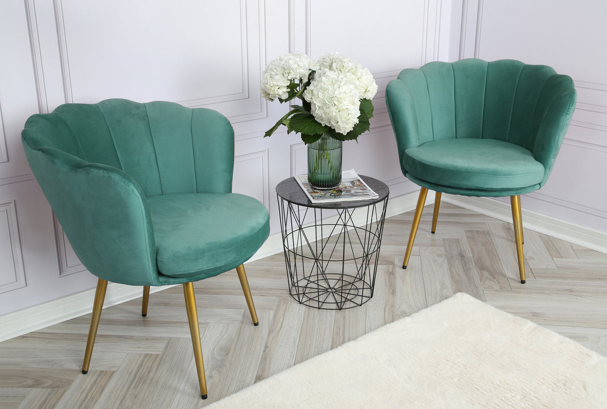 Flora - Velvet Accent Chair with Scalloped-back Design