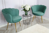 Flora - Velvet Accent Chair with Scalloped-back Design