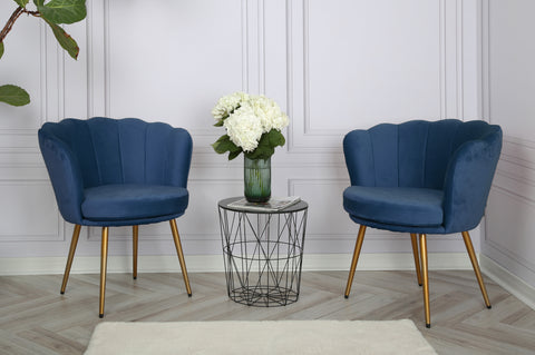 Flora - Velvet Accent Chair with Scalloped-back Design