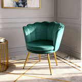 Flora - Velvet Accent Chair with Scalloped-back Design