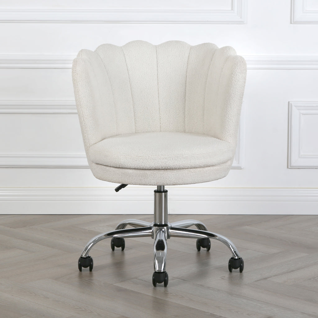 Flora - Boucle Office Chair with Floral Design - Teddy Fabric – Home ...
