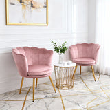 Flora - Velvet Accent Chair with Scalloped-back Design
