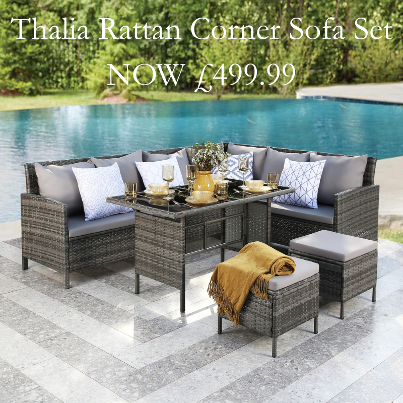 Thalia Corner Sofa Set - Glass Top with Extra Cushions