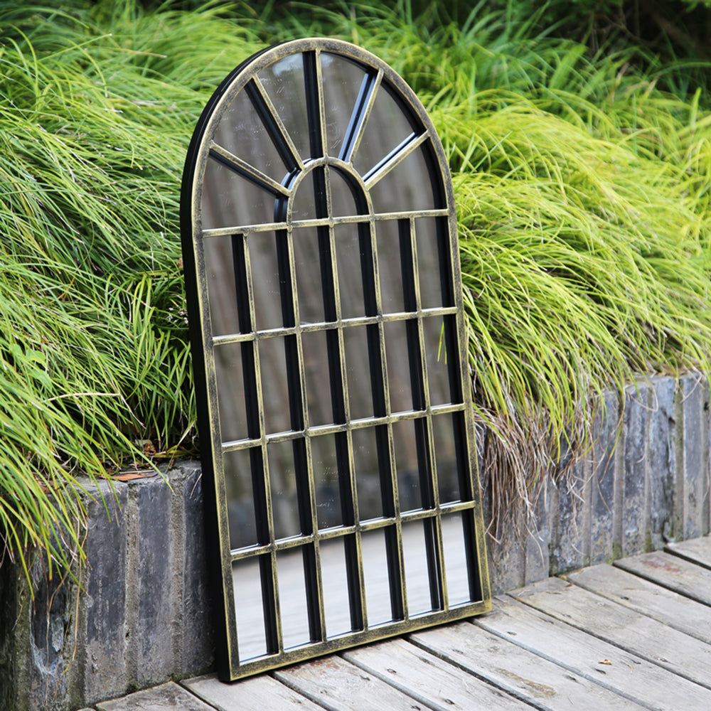 Large Gothic Arch Mirror - White / Black Gold