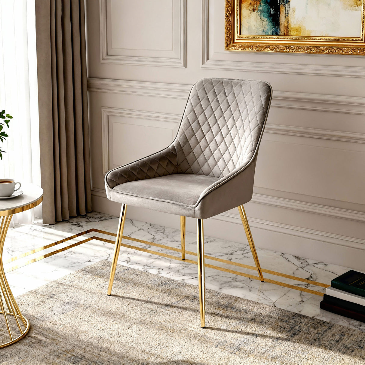 Hamilton - Dining x2 Chair in Velvet - (Grey, Pink, Green)