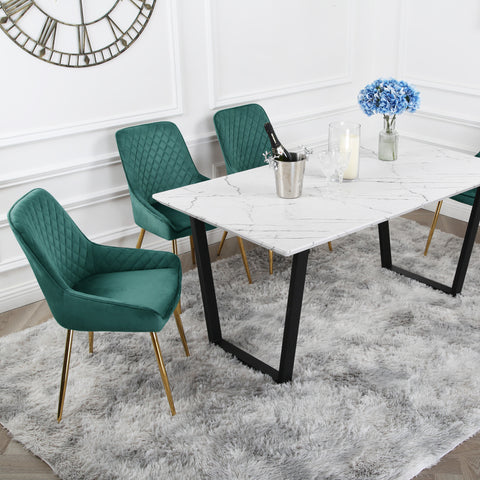 Hamilton Dining Set - Marble table with 4 Velvet Chairs