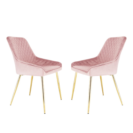 Hamilton - Dining x2 Chair in Velvet - (Grey, Pink, Green)