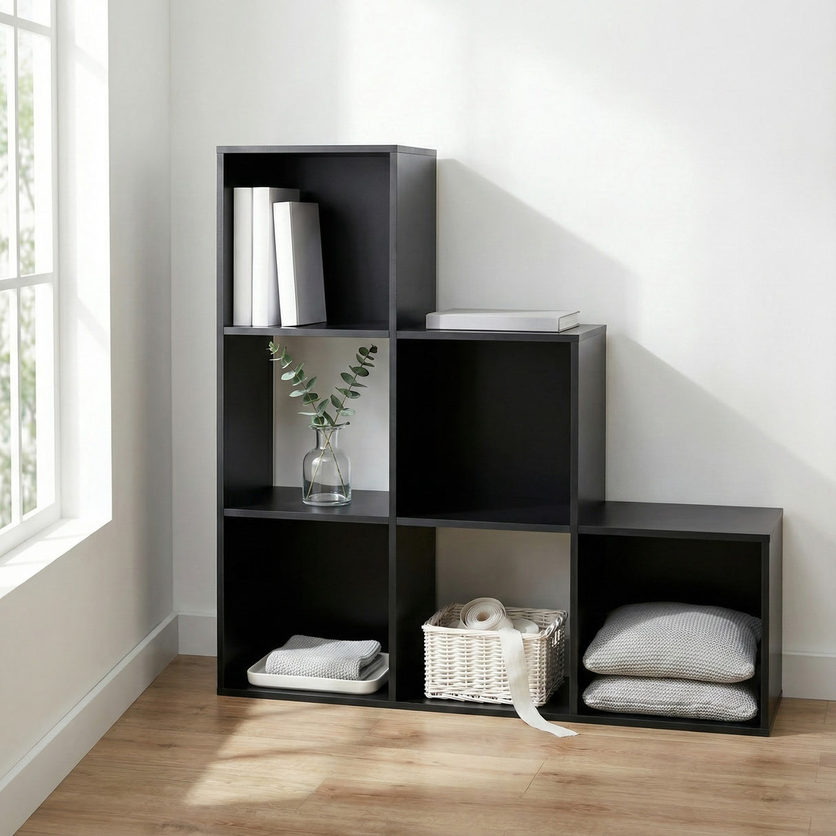 Jane 1-2-3 Bookcase – Cube Storage Unit (Black or Oak)