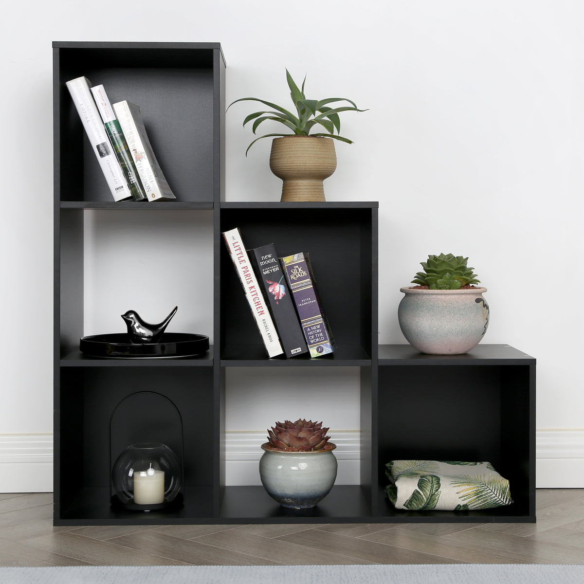 Jane - 123 Bookcase - Cube storage boxes (Black or Oak)