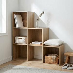 Jane - 123 Bookcase - Cube storage boxes (Black or Oak)