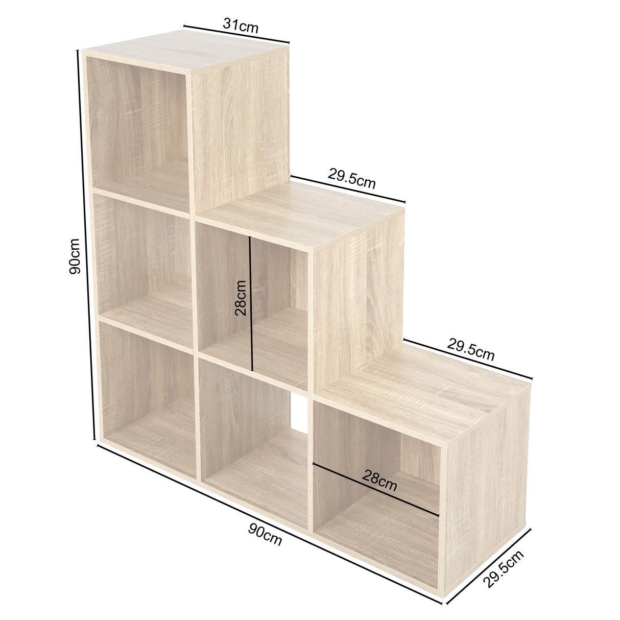 Jane - 123 Bookcase - Cube storage boxes (Black or Oak)