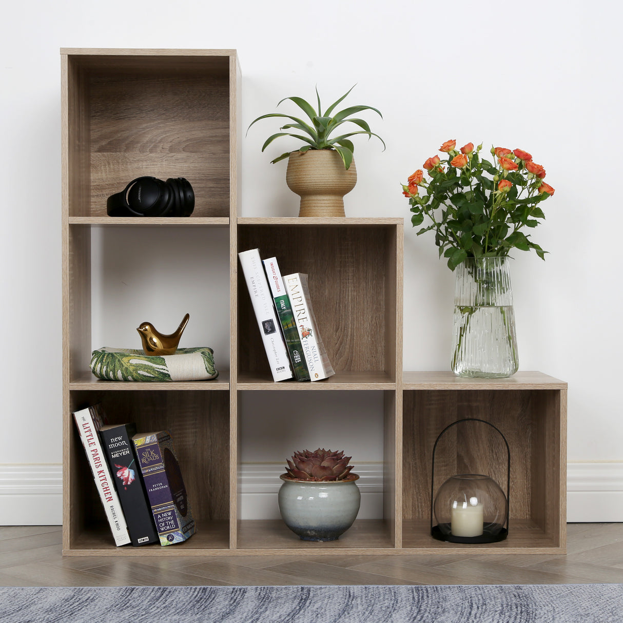 Jane - 123 Bookcase - Cube storage boxes (Black or Oak)