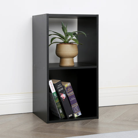 Jane - 2x1 Bookcase - Cube storage boxes (Black or Oak)