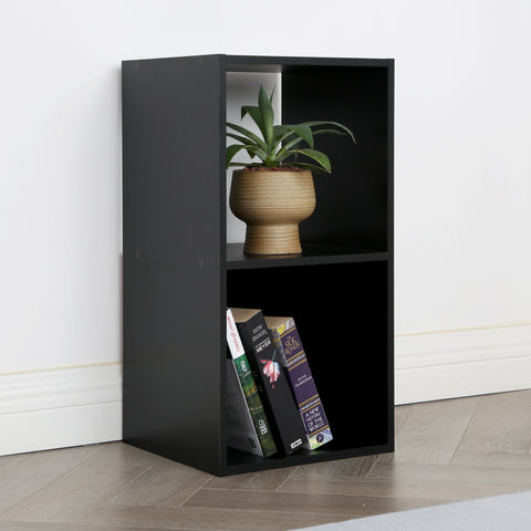 Jane - 2x1 Bookcase - Cube storage boxes (Black or Oak)