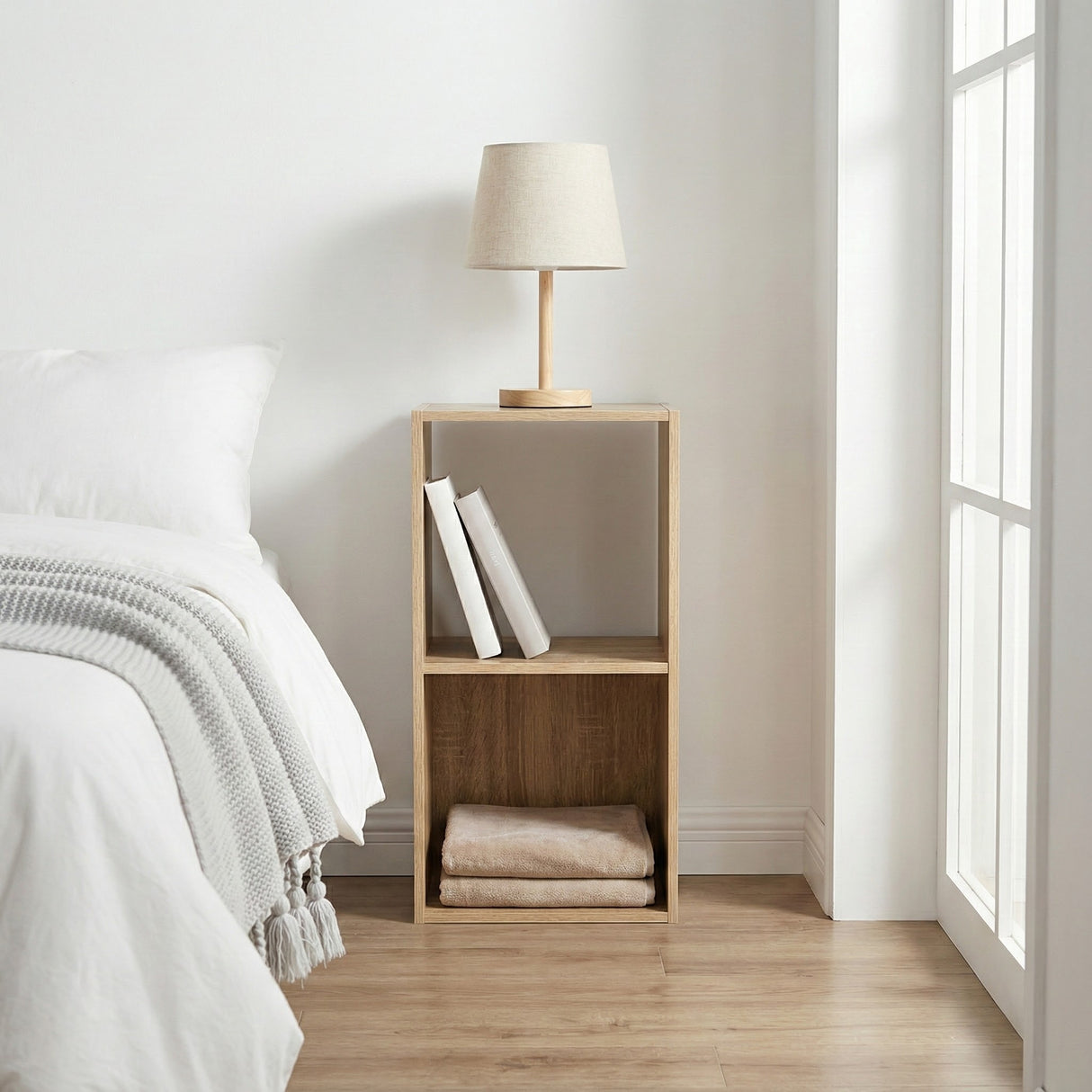 Jane 2-Cube Bookcase – Black or Oak with Cube Storage