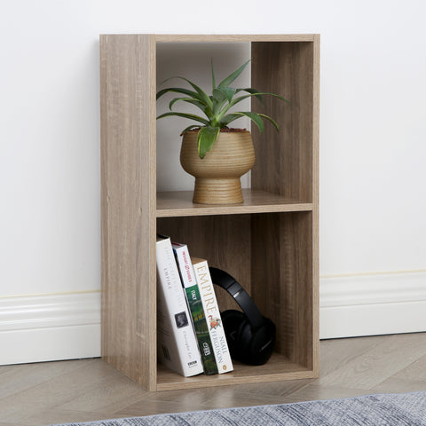 Jane - 2x1 Bookcase - Cube storage boxes (Black or Oak)