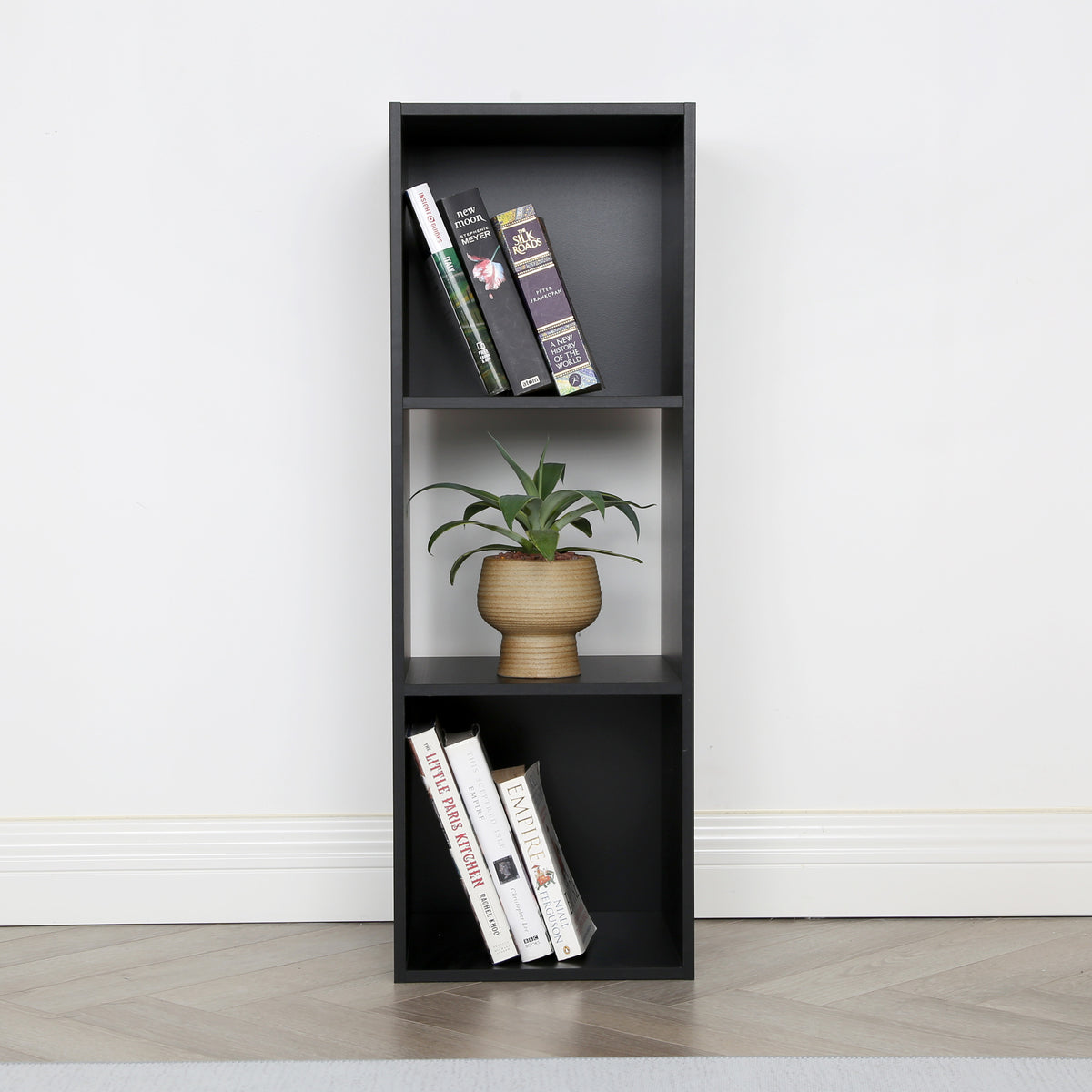 Jane - 3x1 Bookcase - Cube storage boxes (Black or Oak)