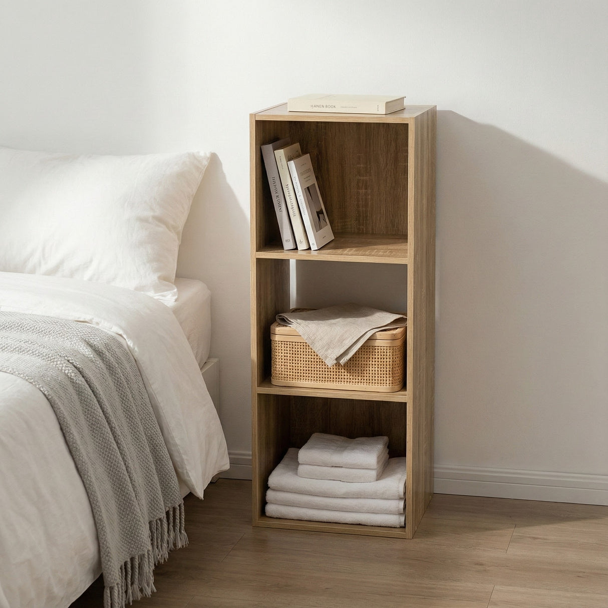 Jane 3x1 Bookcase with Cube Storage Boxes – Black or Oak