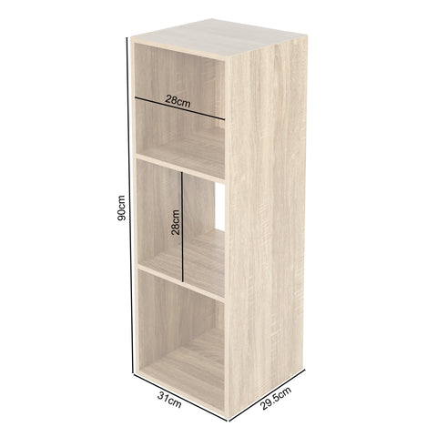 Jane - 3x1 Bookcase - Cube storage boxes (Black or Oak)