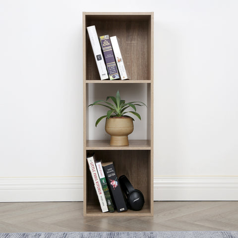 Jane - 3x1 Bookcase - Cube storage boxes (Black or Oak)