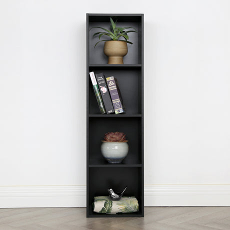 Jane - 4x1 Bookcase - Cube storage boxes (Black or Oak)