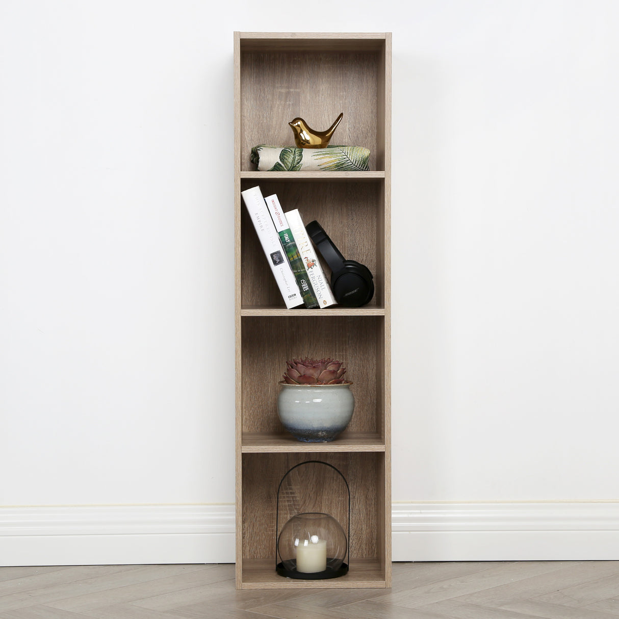 Jane - 4x1 Bookcase - Cube storage boxes (Black or Oak)