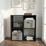 Jane 2x2 Cube Storage Bookcase with Storage Boxes – Black or Oak