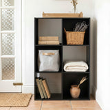 Jane - 3x2 Bookcase - Cube storage boxes (Black or Oak)