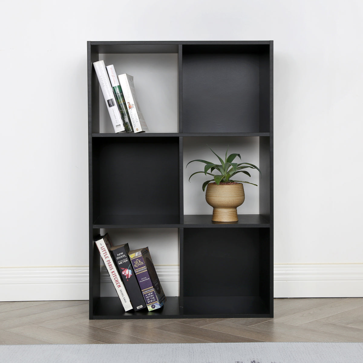 Jane - 3x2 Bookcase - Cube storage boxes (Black or Oak)