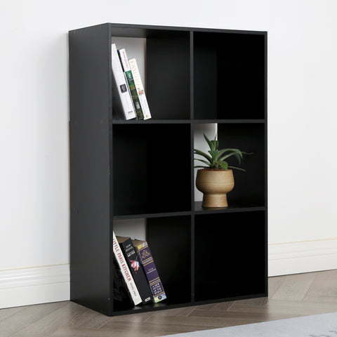 Jane - 3x2 Bookcase - Cube storage boxes (Black or Oak)