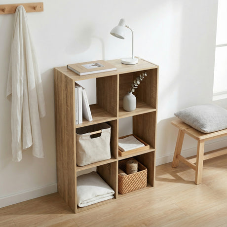 Jane - 3x2 Bookcase - Cube storage boxes (Black or Oak)