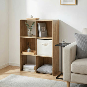 Jane - 3x2 Bookcase - Cube storage boxes (Black or Oak)