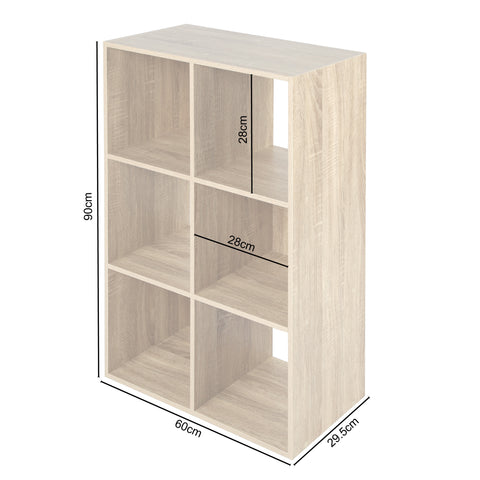 Jane - 3x2 Bookcase - Cube storage boxes (Black or Oak)