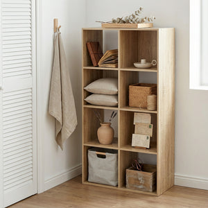 Jane - 4x2 Bookcase - Cube storage boxes (Black or Oak)