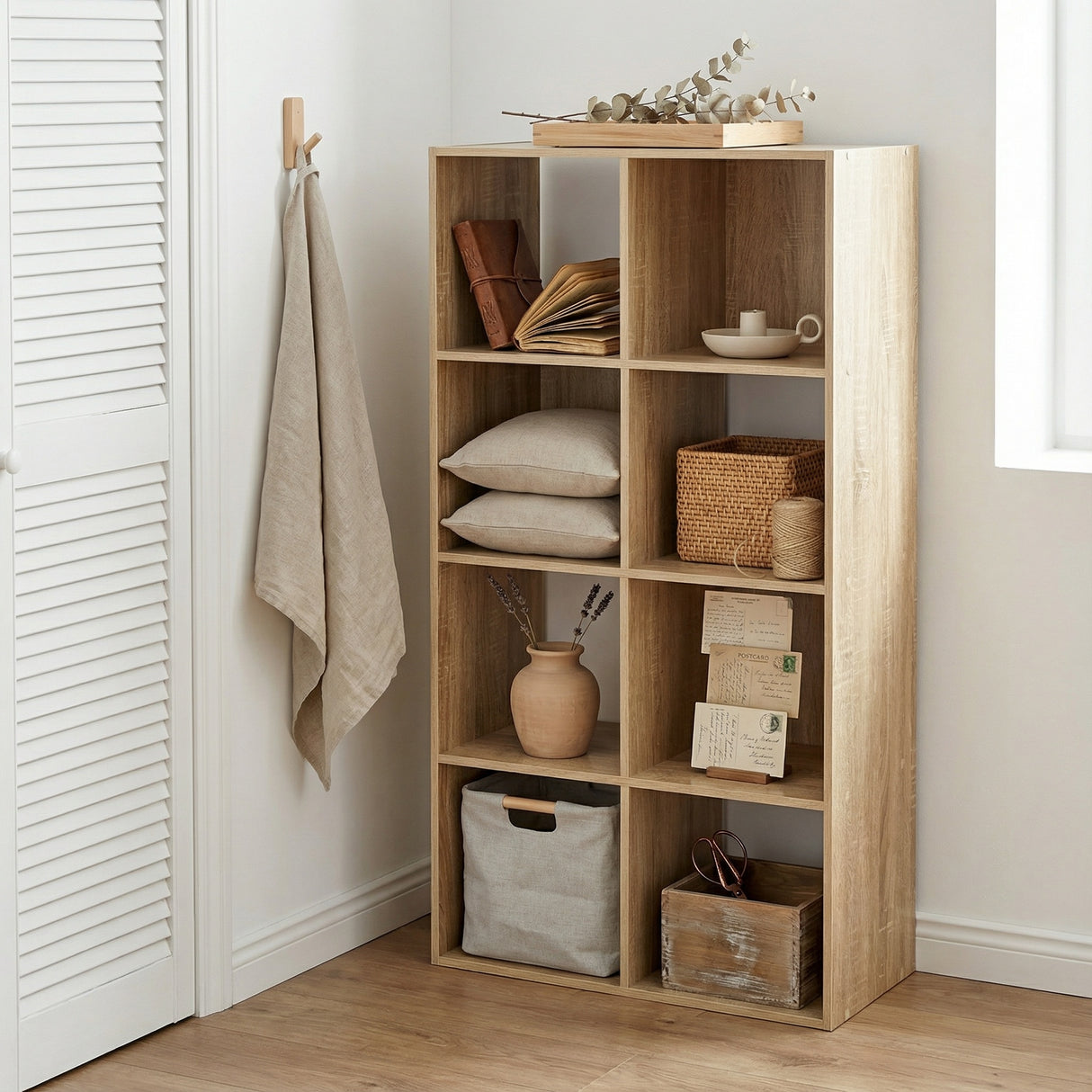 Jane - 4x2 Bookcase - Cube storage boxes (Black or Oak)