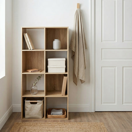 Jane - 4x2 Bookcase - Cube storage boxes (Black or Oak)