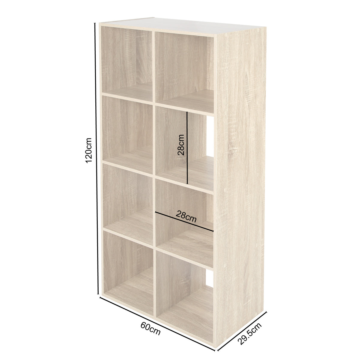 Jane - 4x2 Bookcase - Cube storage boxes (Black or Oak)