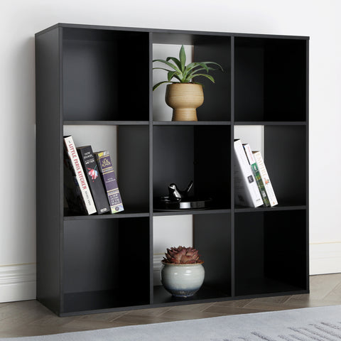 Jane - 3x3 Bookcase - Cube storage boxes (Black or Oak)