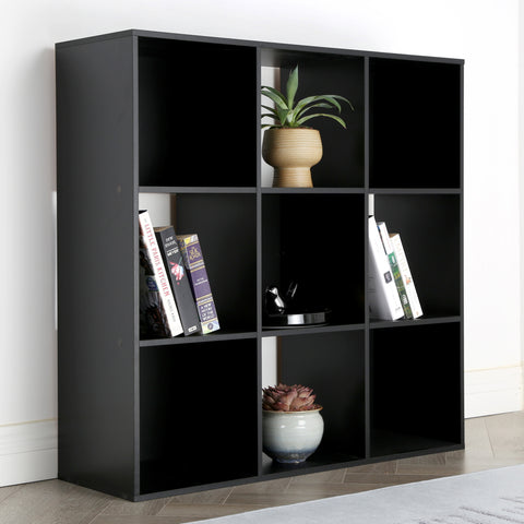 Jane - 3x3 Bookcase - Cube storage boxes (Black or Oak)