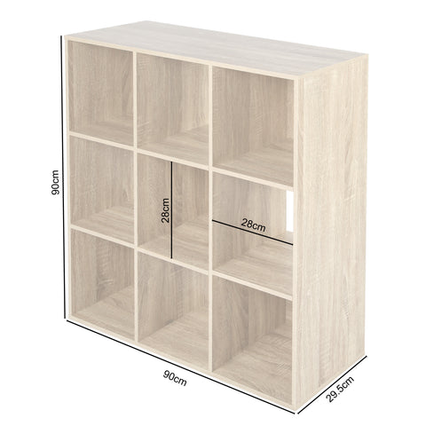 Jane - 3x3 Bookcase - Cube storage boxes (Black or Oak)