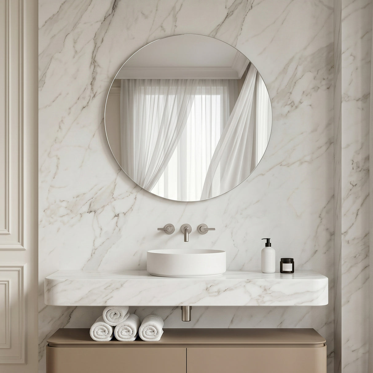 Levico Frameless Round Mirror - 70 x 70cm