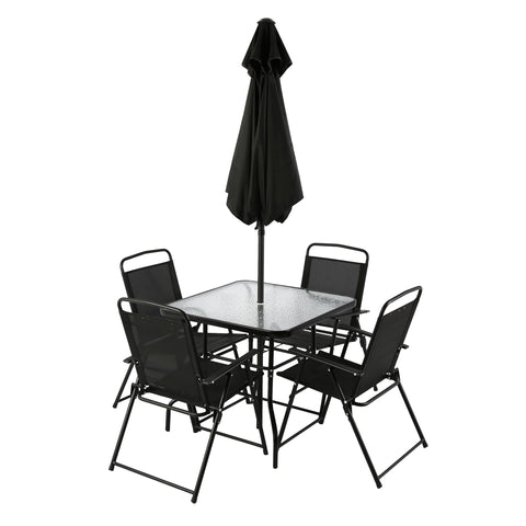 LASO Patio Dining Set - Garden Table 4-Chairs and Umbrella